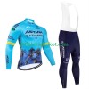 Astana Qazaqstan Team Radbekleidung Radtrikot Langarm + Lang Trägerhose Winter Thermal Fleece 2024